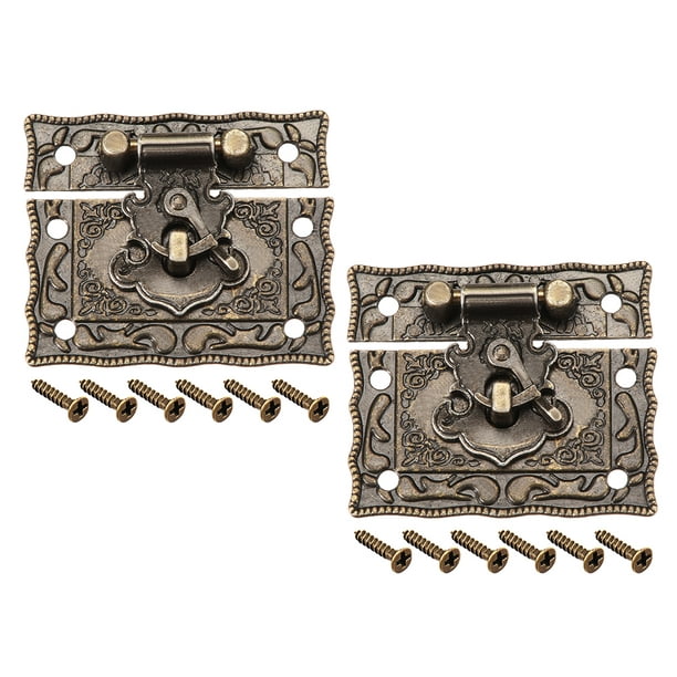 uxcell 5 Sets Wood Case Chest Box Rectangle Clasp Closure Hasp Latches Gold Tone 37 x 28mm 